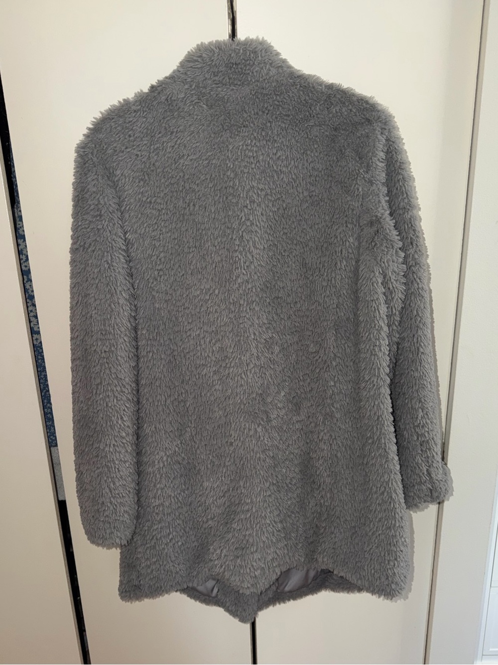 Kenneth Cole Light Gray Teddy Faux Shearling Coat - Picture 4 of 7